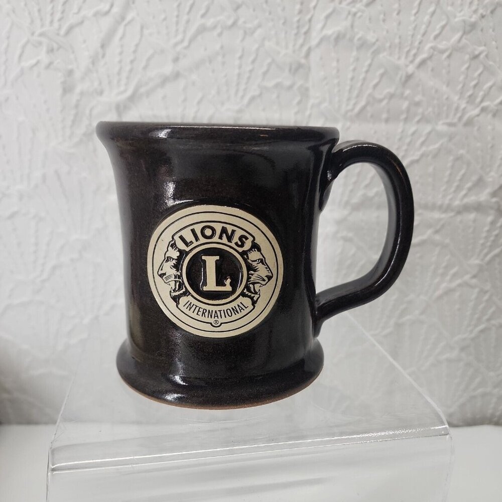Lions International Handcrafted USA Pottery Mug 12 Oz Chocolate Brown color - Picture 2 of 6